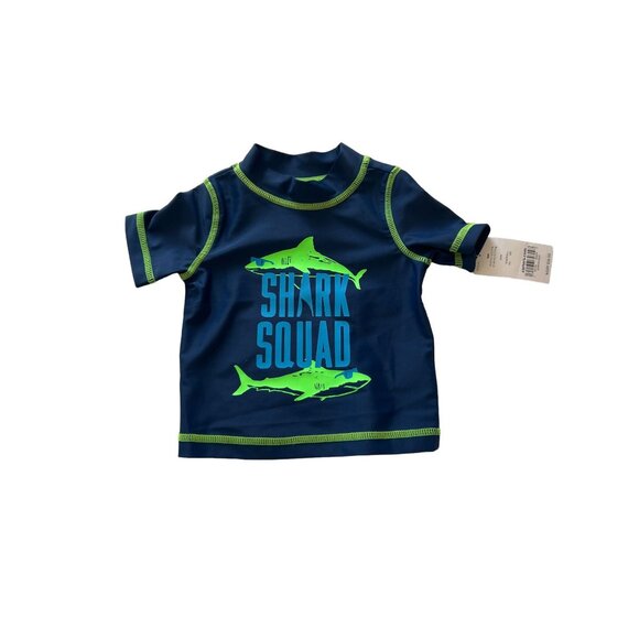 Carters Baby Rash Guard Shark Squad UPF 50+ Sun Protection 6M Swim Top - Picture 1 of 4